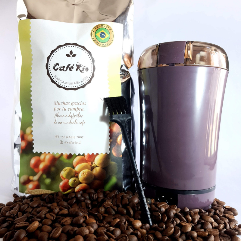 Molinillo de café eléctrico (moledor) + 250gr Café especialidad Superior.  Hoja de acero inoxidable, rápido para granos de café / especias / hierbas,  nueces, granos. – caferioTienda