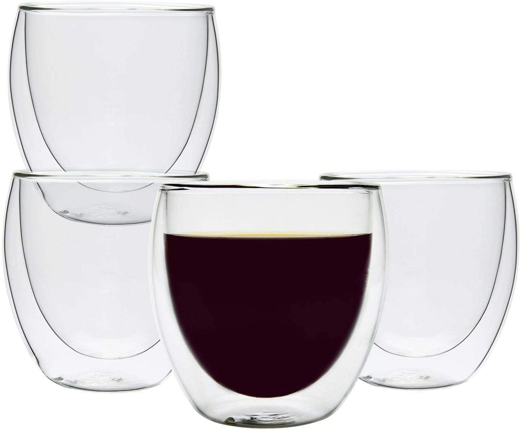 Vasos de doble pared de vidrio de 80 ML, juego de 6 tazas térmicas aisladas para té, café, latte, capuchino, café, leche